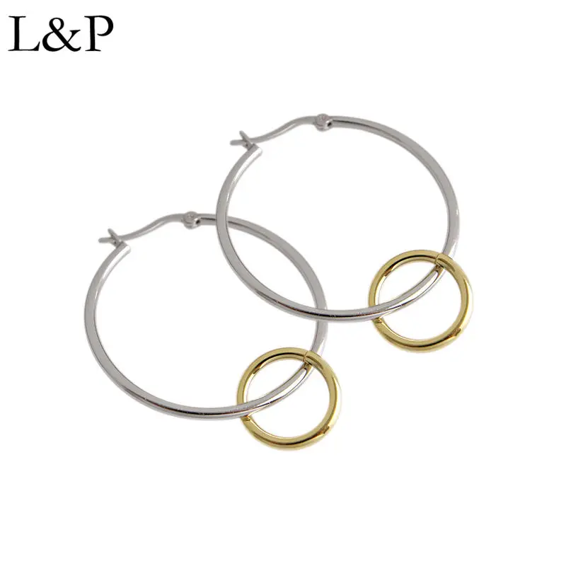 

New Fashion Double Circle Earrings For Lady 925 Sterling Silver Simple Earrings Fine Jewelry Wedding Party 2019