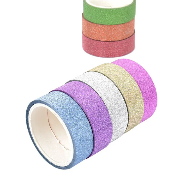 5M Glitter Washi Tape Sticky Paper Masking Adhesive Label DIY Craft Wedding Birthday Festival Decorative Home Decor | Обустройство