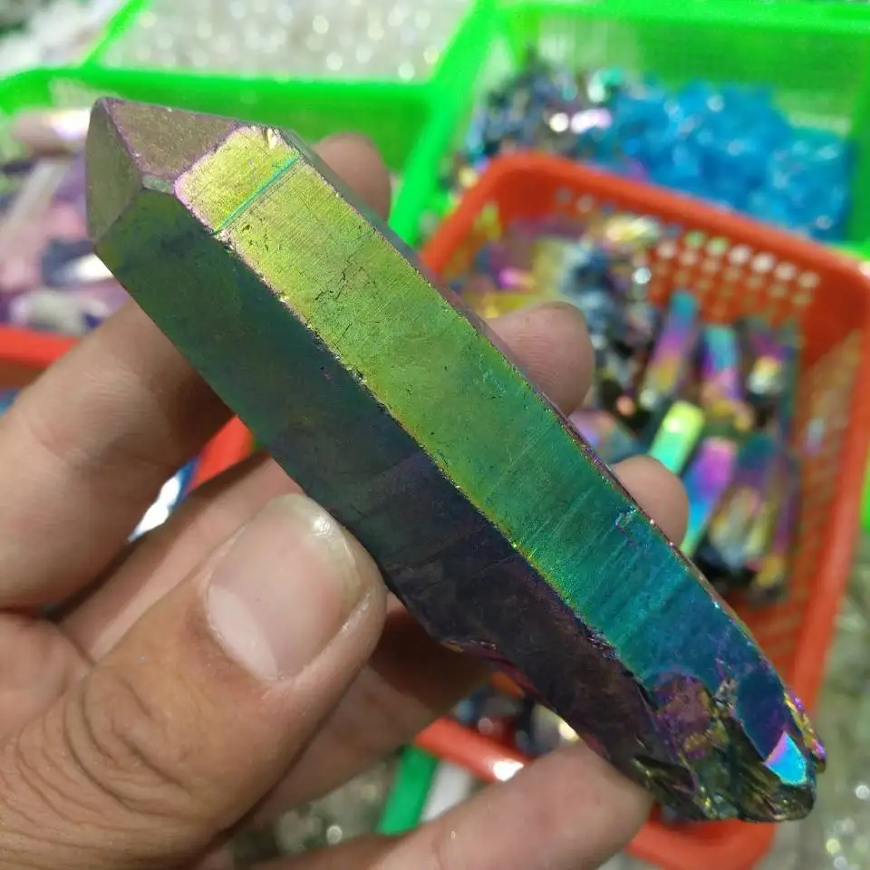 1 шт Цвет Редкие радужные пламя аура кварцевый кристалл точка грубого