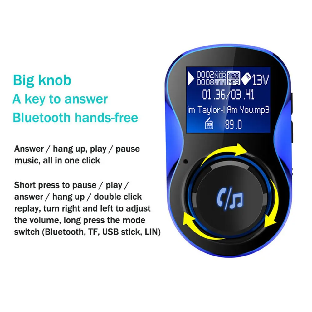 Fm-передатчик Bluetooth Автомобильный модулятор с Мощность переключатель Беспроводной автомобиля Mp3 плеер Поддержка TF карты 5 V 2.1A автомобильного телефона Зарядное устройство