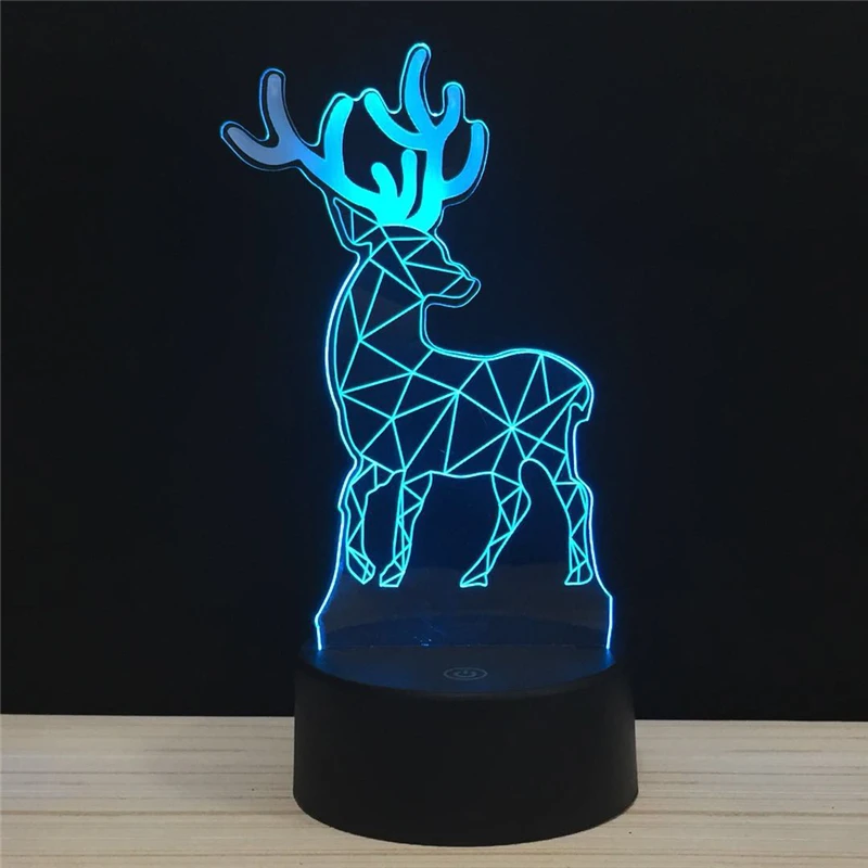 Ночник в минималистичном стиле с 3d дизайном оленя фламинго единорога сенсорным