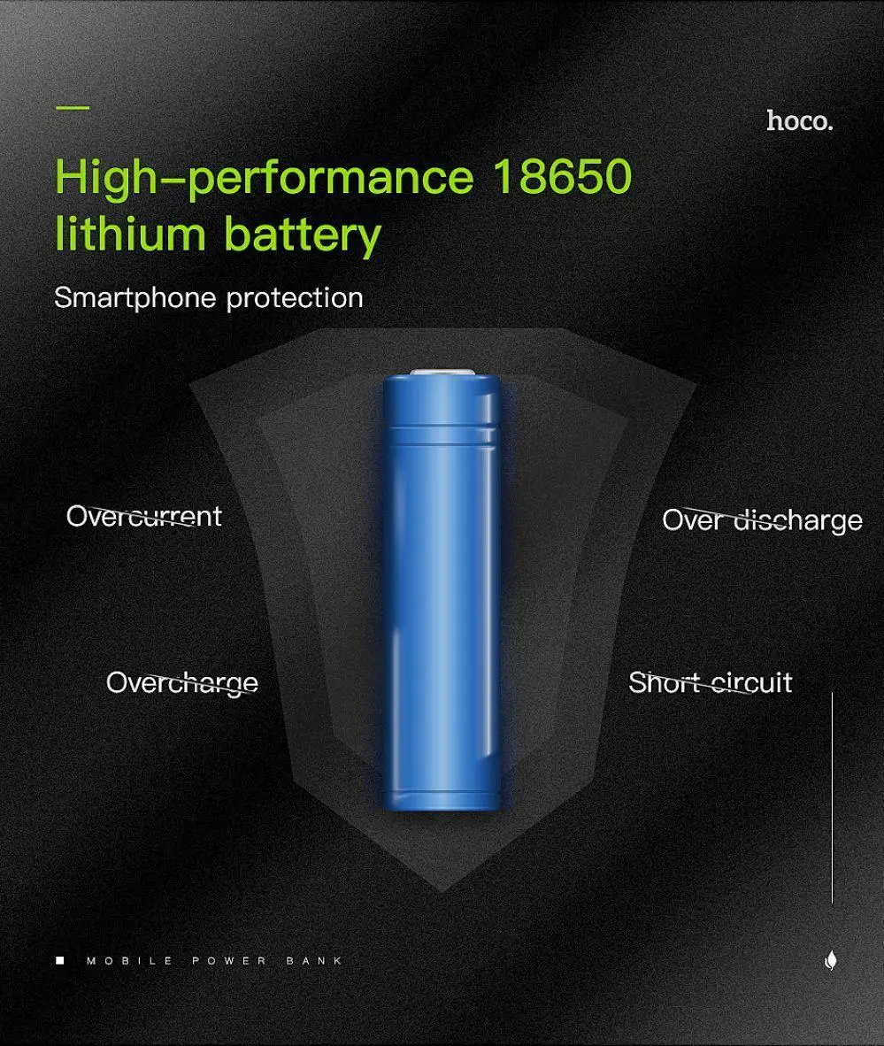 HOCO power Bank 5200 мАч Мини USB светодиодный 18650 литиевая внешняя батарея портативное зарядное устройство power bank для Xiaomi Iphone