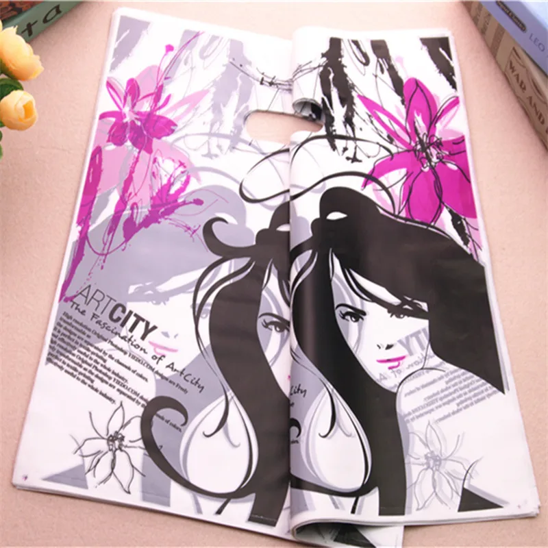 2021 Hot Wholesale 100pcs/lot 30*40cm Luxury Large Plastic Shopping Bags Fashion Girl Packaging Gift For Hair Extensions | Дом и сад