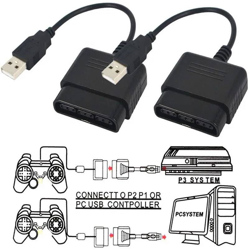 USB адаптер для контроллера 2 упаковки кабель переходник PlayStation к Sony 3 PS3 и ПК