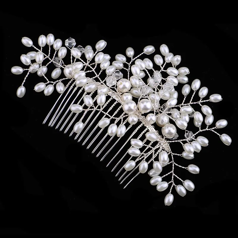 FORSEVEN жемчужный кристалл проволока расчески для волос головной убор невесты