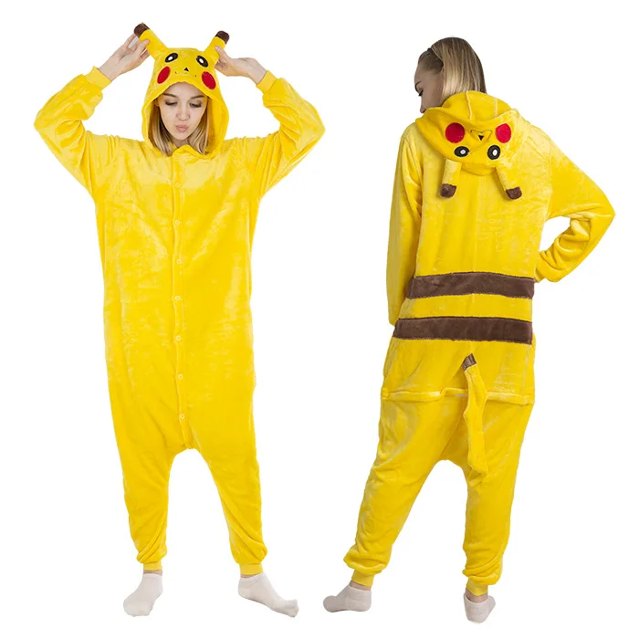 pikachu KIGUCOS, новинка, мультяшная Пижама, единорог, все в одном, с капюшоном, звезда, единорог, животные, пижамы для женщин, теплая, милая Пижама Пегас - Цвет: pikachu
