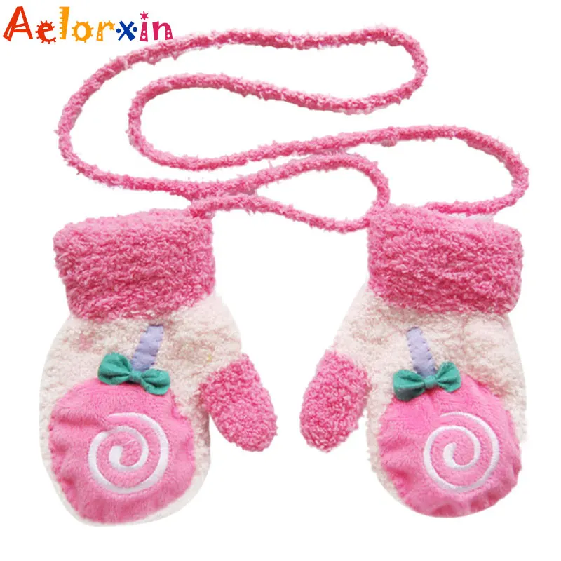 

0-12 Month Cute Cartoon Thicken Warm Fleece Infant Baby Boys Girls Winter Warm Gloves Newborn Mittens