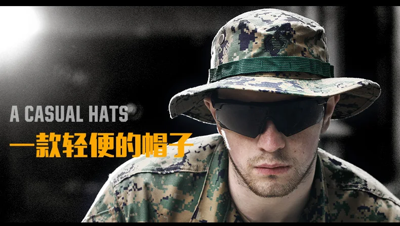 Outdoor Men Women Trainning Travel Camping Hiking Caps Round Edge Wide Brim Camo Beach Fishing Bucket Sun Protection Boonie Hat | Спорт и