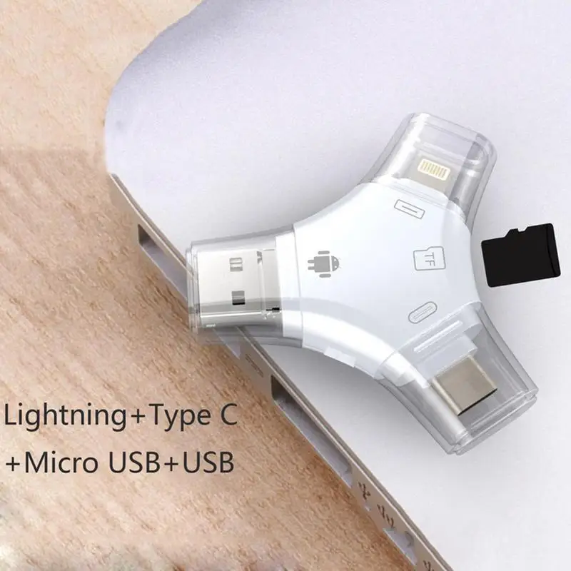 4-в-1 Микро устройство чтения карт памяти Универсальный USB флэш-диск Тип-C ПК OTG кард-ридер для ПК, ноутбука, настольного компьютера