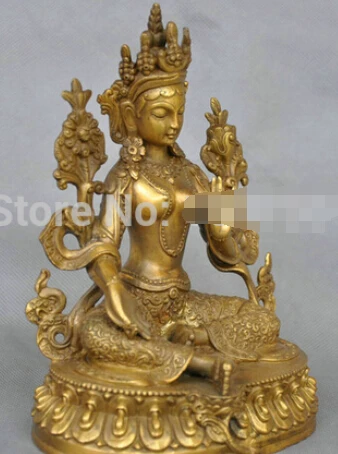 Быстрая Доставка 7 ''Китай Тибет Чистая Бронза зеленый Тара Будда статуя | Дом