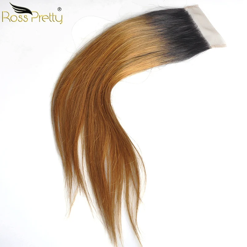 Ross милые волосы Ombre 1b 30 Remy человеческие волосы пучки с закрытием бразильские прямые волосы с кружевом цвет 1b коричневый