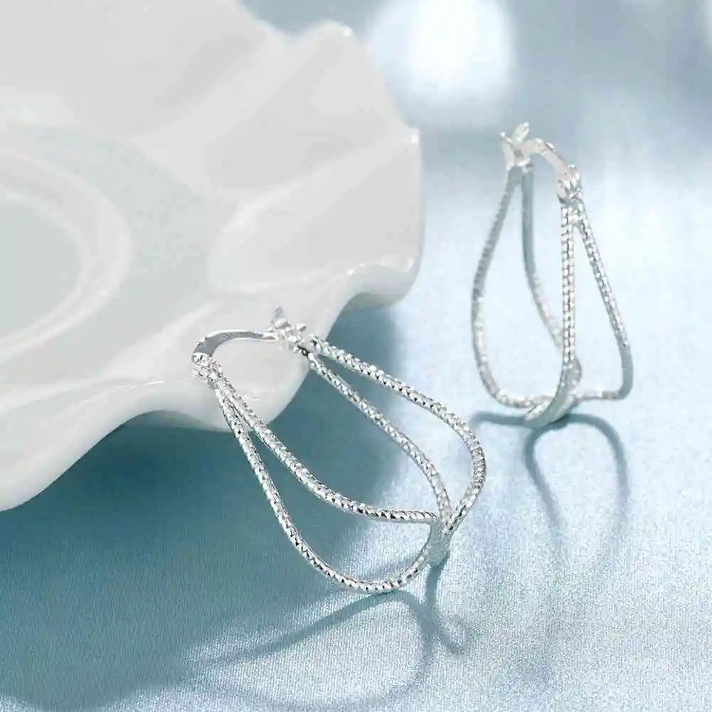 Новое поступление! Посеребренные серьги для женщин две линии серьги-кольца brinco