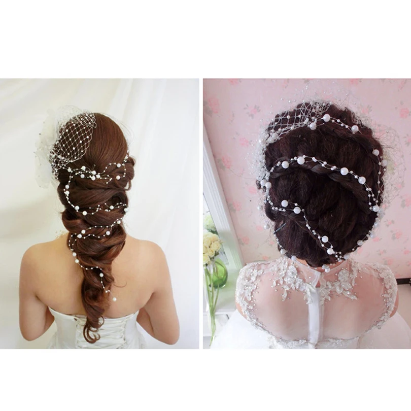 2018 New Bridal Wedding Hair Jewelry Three Colors Bride Jewellery for Women Simulated Pearl Romantic Hairwear Accessories | Украшения и