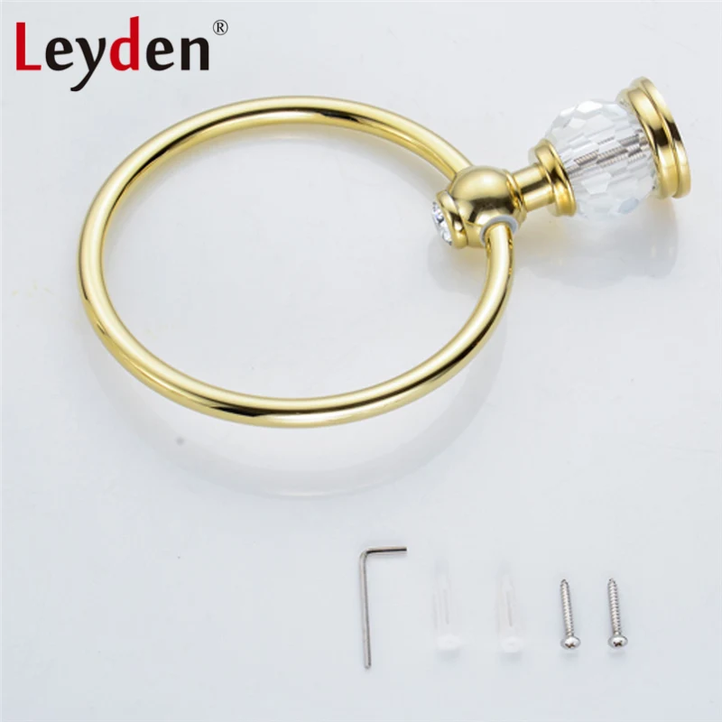 Лейден роскошный золотой Латунный &amp кристаллический держатель для полотенец