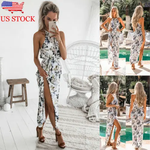 Женское длинное платье в стиле бохо стильное макси с цветочным принтом ретро