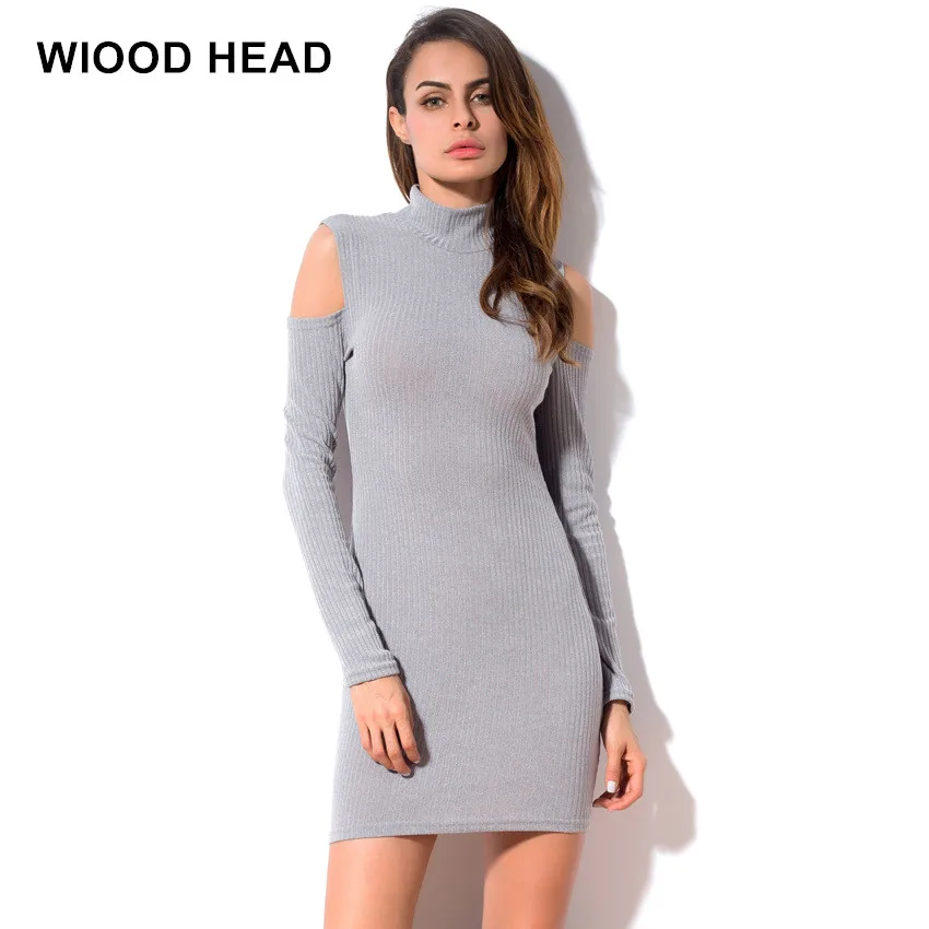 Женское платье-свитер WIOOD HEAD облегающее платье из денима с высоким воротником