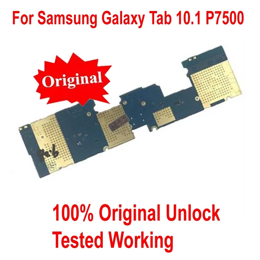 

100% оригинальная Рабочая материнская плата для разблокировки Samsung Galaxy Tab 10,1 P7500, 3G и WIFI Материнская плата, плата за карты, гибкий кабель