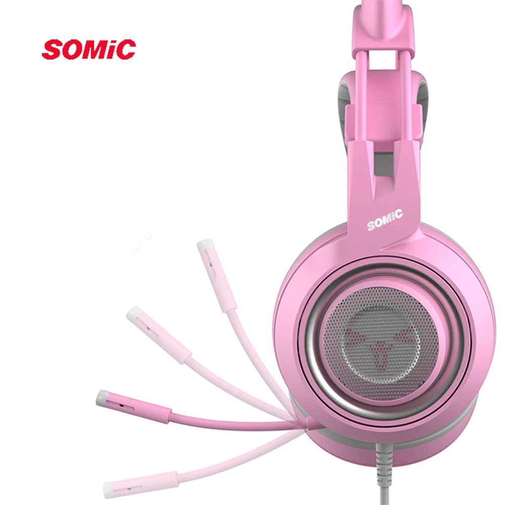 SOMIC G951s PS4 розовые наушники с кошачьими ушками с шумоподавлением 3,5 мм разъем для девочек детская игровая гарнитура с микрофоном для телефона/ноутбука
