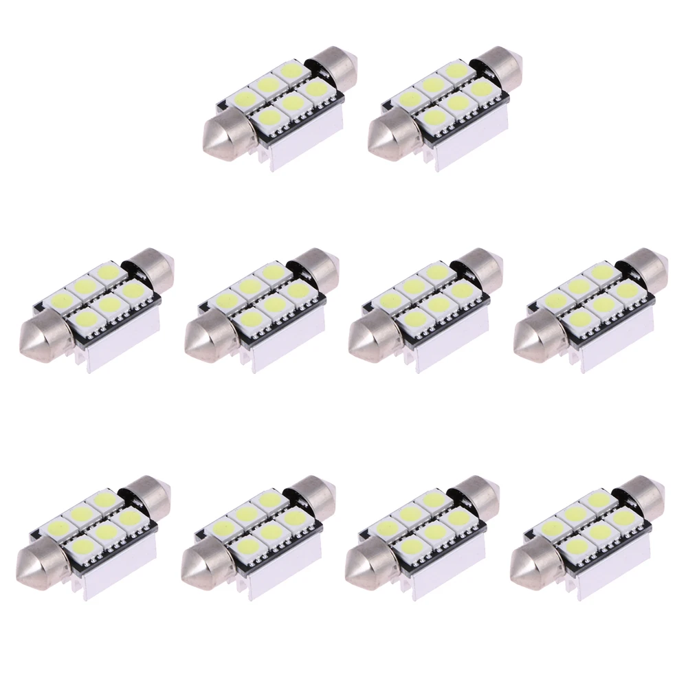 VODOOL 10 шт. беласветодиодный 36 мм 5050 6SMD светодиодная C5W светодиодный льная