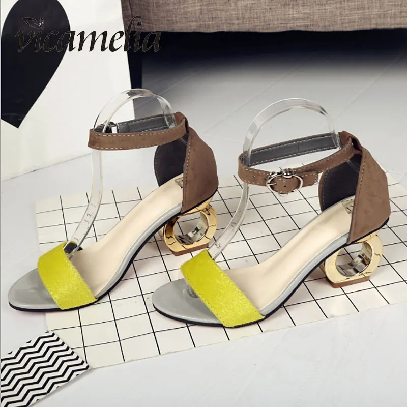 Vicamelia/женские Босоножки на каблуке с ремешком щиколотке модные нарядные открытым