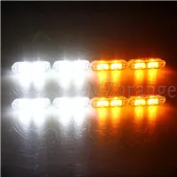 8x2 16LED беспроводной пульт дистанционного управления полицейский-светильник FlasEmergency стробоскоп гриль светильник ультра яркий стробоскоПредупреждение внешний светильник - Испускаемый цвет: White and Yellow