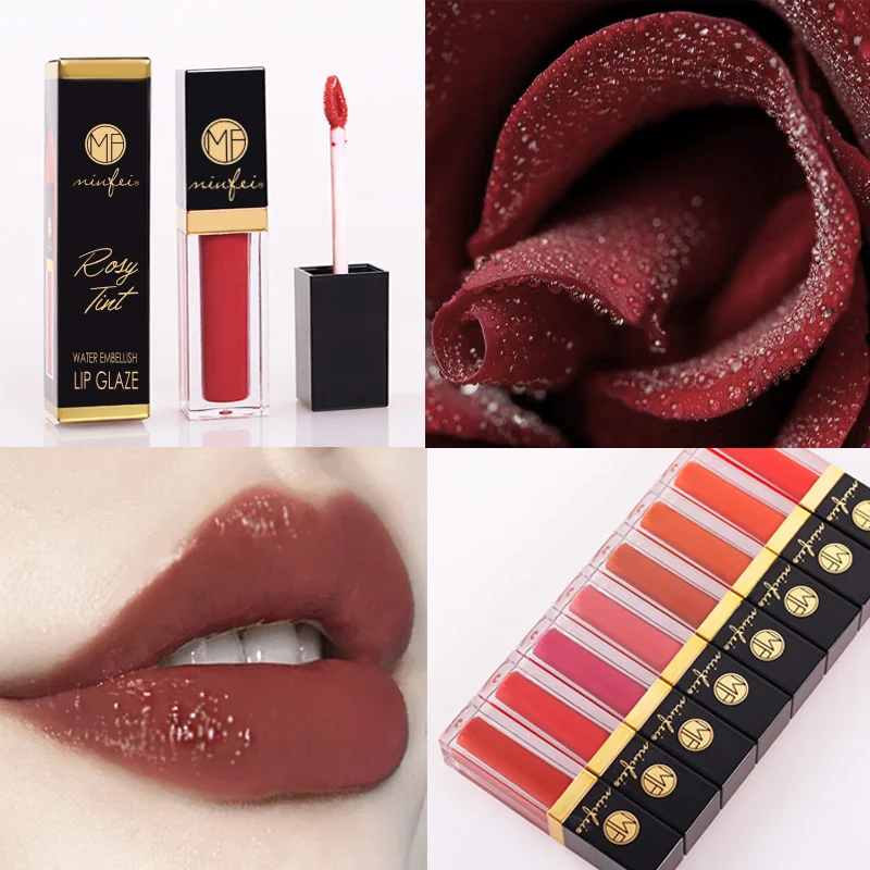 Бархатный водостойкий блеск для губ мороженого 8 цветов стойкий пигмент