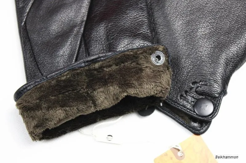 Super soft lining Новинка, мужские перчатки из натуральной кожи, модные, прямые, стильные, с подкладкой, кожаные, осенние и зимние, теплые, холодные - Цвет: Super soft lining