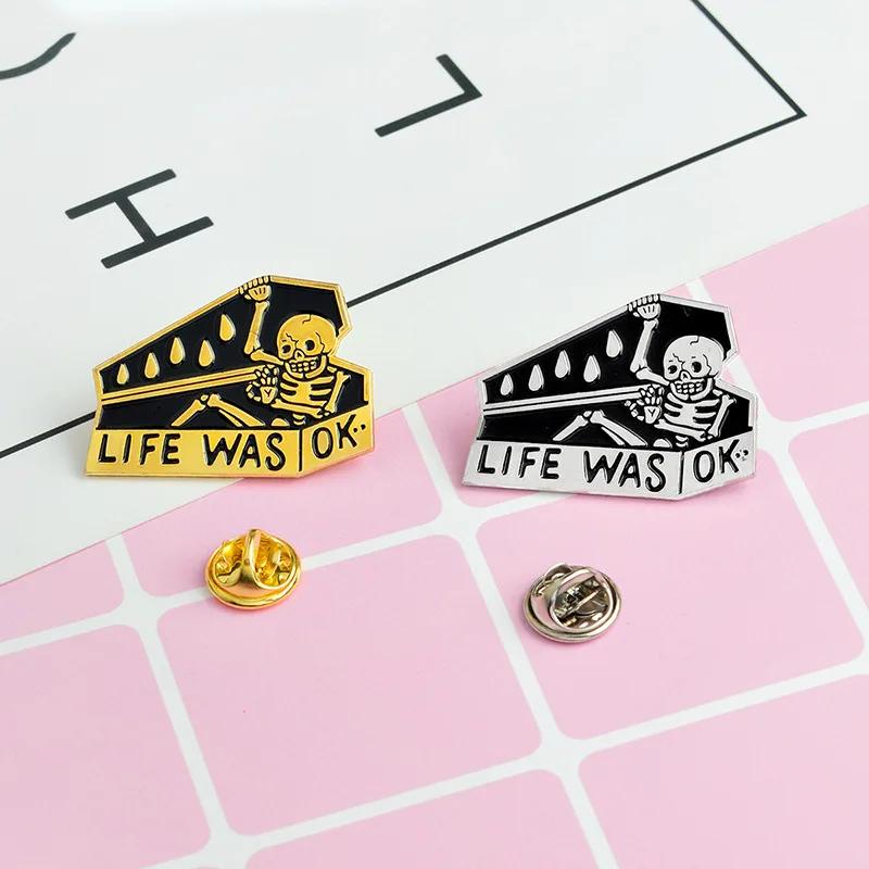 Брошка в форме скелета LIFE IS OK брошка из эмали и металла Ювелирное Украшение для