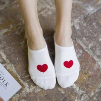 cotton casual odor proof ankle females boat socks women short sock fit for sneaker red heart pattern spring autumn socks