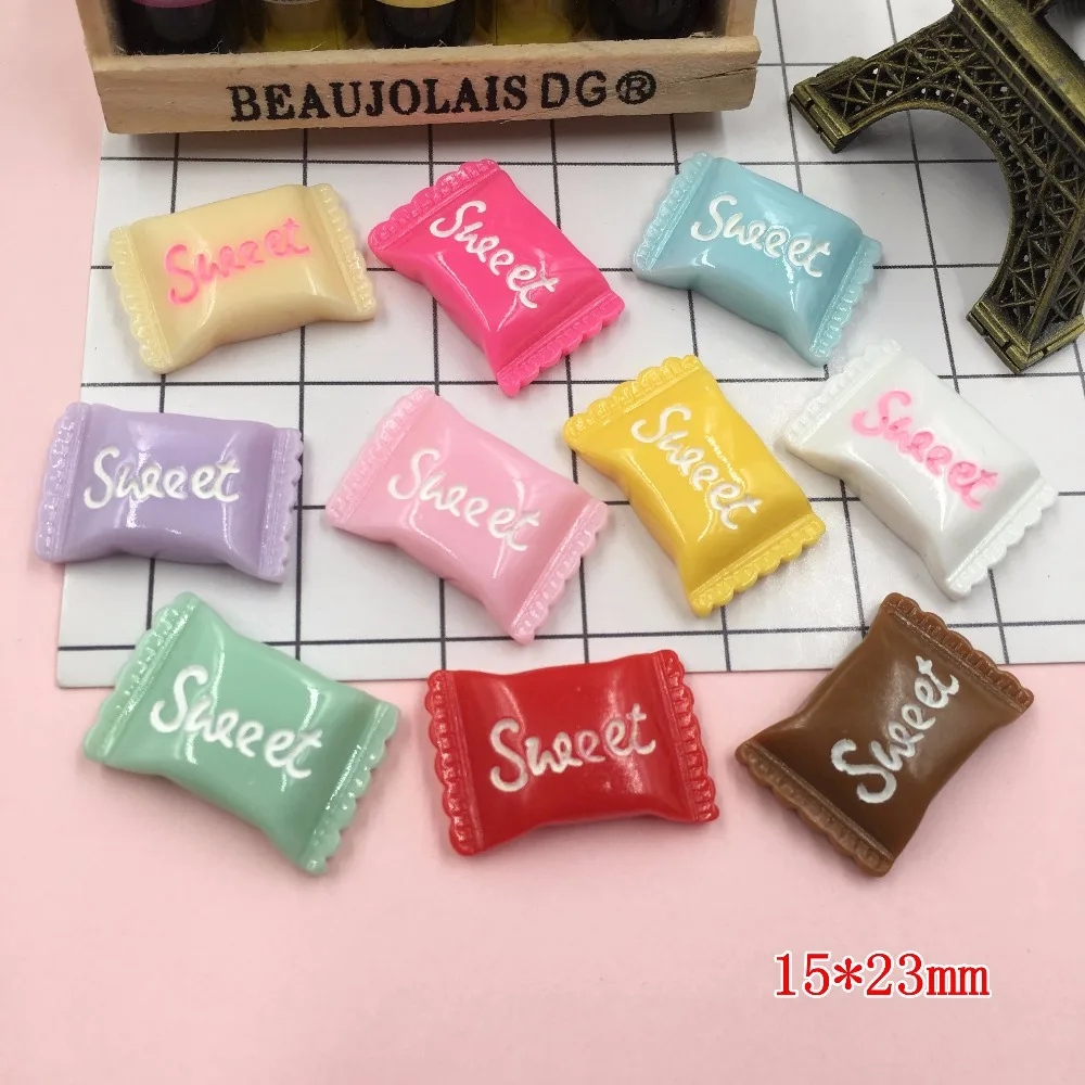 Миниатюрные кавайные конфеты из смолы кабошон с плоской задней поверхностью для