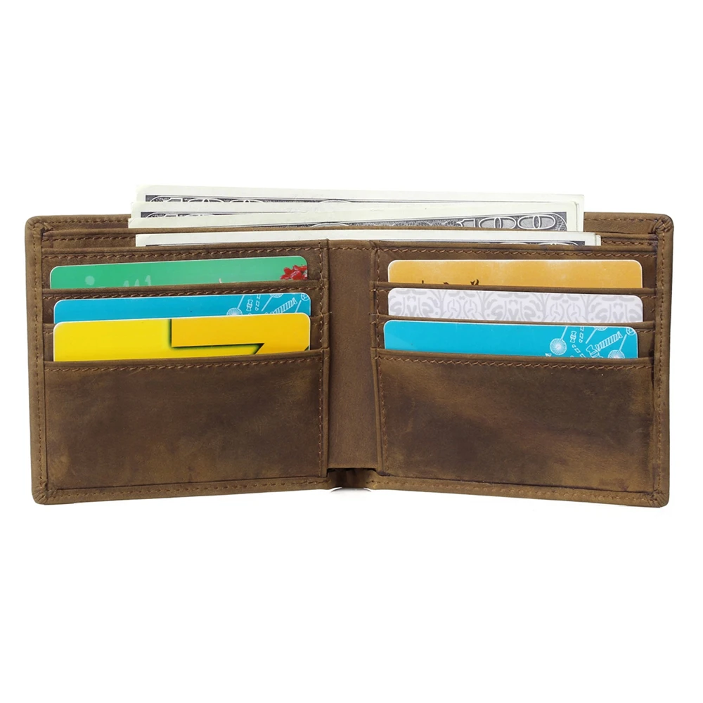 Кошелек Nesitu мужской из кожи Крейзи Хорс винтажный бумажник натуральной