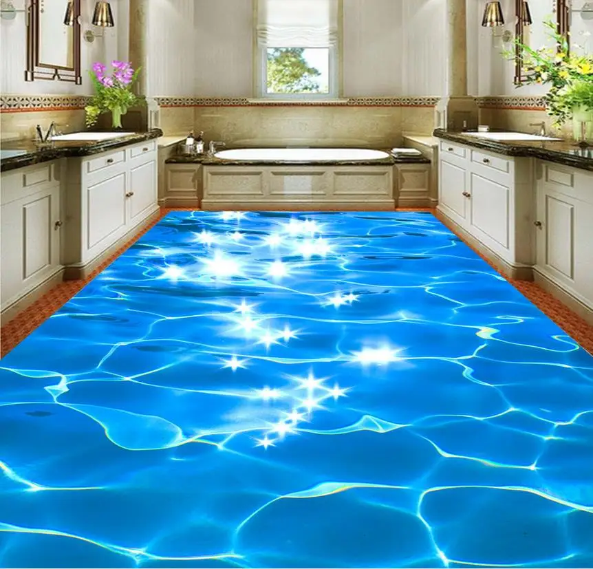 3D волна воды трехмерные этаж пвх самоклеющаяся обои 3d Украшение Дома|wallpaper home
