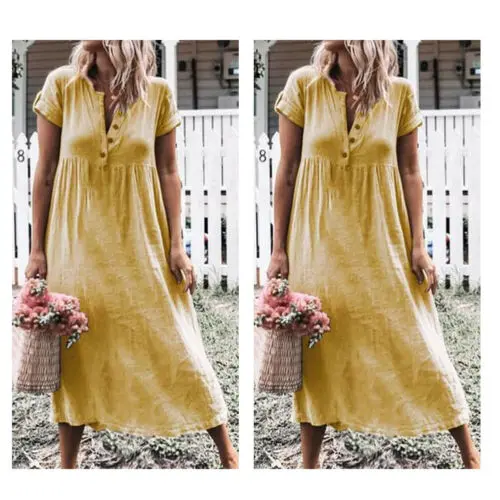 Фото Summer Women Plus Size Short Sleeve Boho Casual Loose Linen Solid Baggy Kaftan Tunic Maxi Dress Ladies Sundress Evening Женская одежда Summer Women Plus Size Short Sleeve Boho Casual Loose Linen Solid Baggy Kaftan Tunic Maxi Dress Ladies Sundress Evening Женская одежда