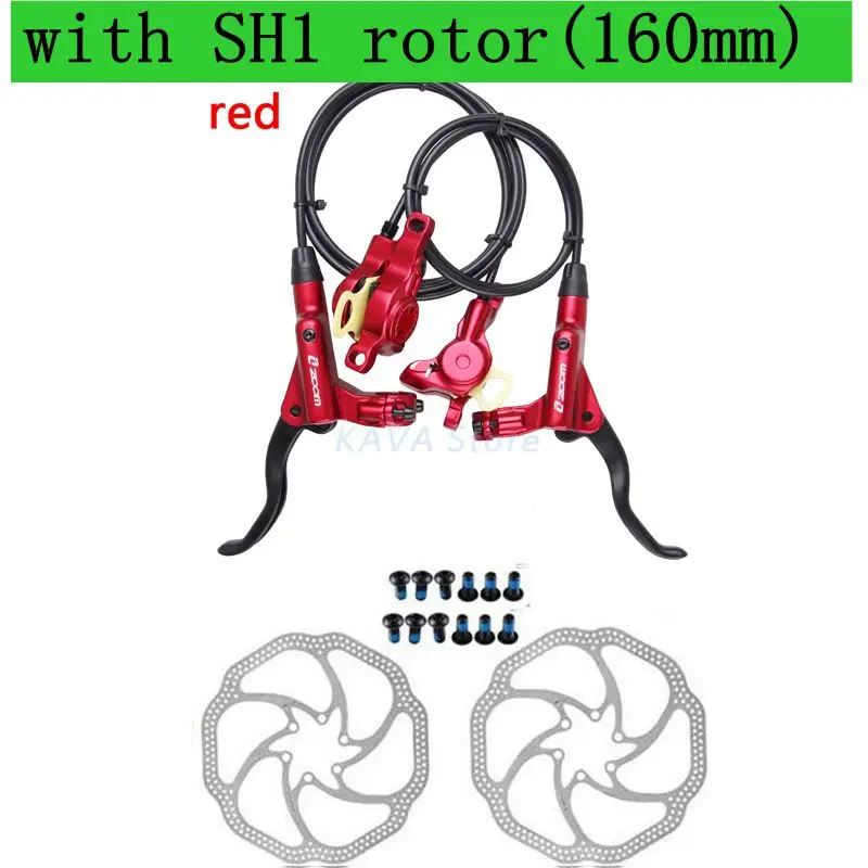 red with SH1 160 Зум HB-875 тормоз для велосипеда MTB Гидравлический горный велосипед дисковый тормоз левый и правый рычаг с ротором набор PK SHIMANO MT200 аксессуары - Цвет: red with SH1 160