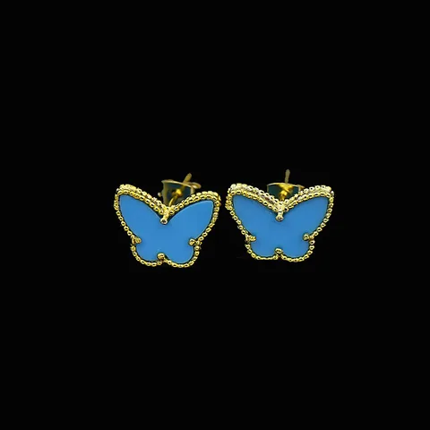 2017 новые высококачественные модные золотые Цвет бабочки серьги-гвоздики для женщин