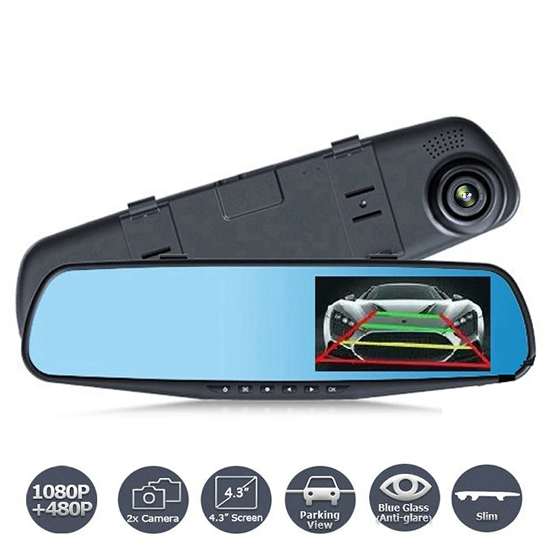 FHD 1080 P камера ночного видения автомобиля зеркало с видео Синий обзор DVR цифровой