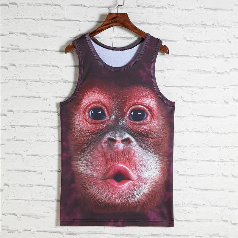 2019 модный жилет с животным 3d принтом для мужчин Горилла обезьяна тигр кошка