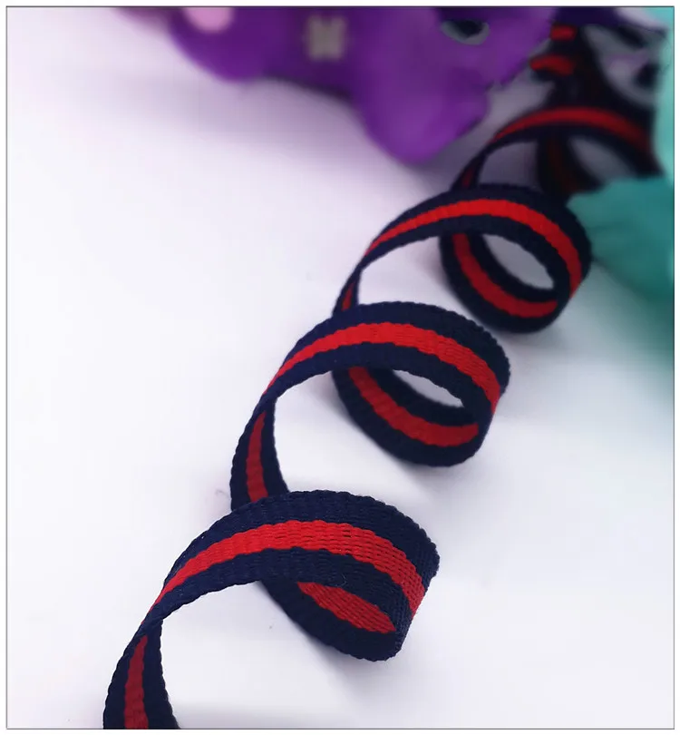 Лента в синюю и красную полоску 1 см ширину для подарочной упаковки украшения