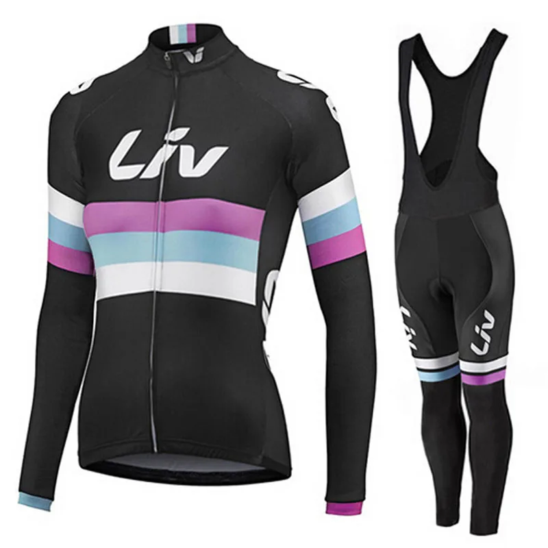 liv Pro Велоспорт Джерси Набор длинный рукав, дышащий MTB велосипед одежда велосипедная одежда для велоспорта Ropa Maillot Ciclismo - Color: Bib long suit