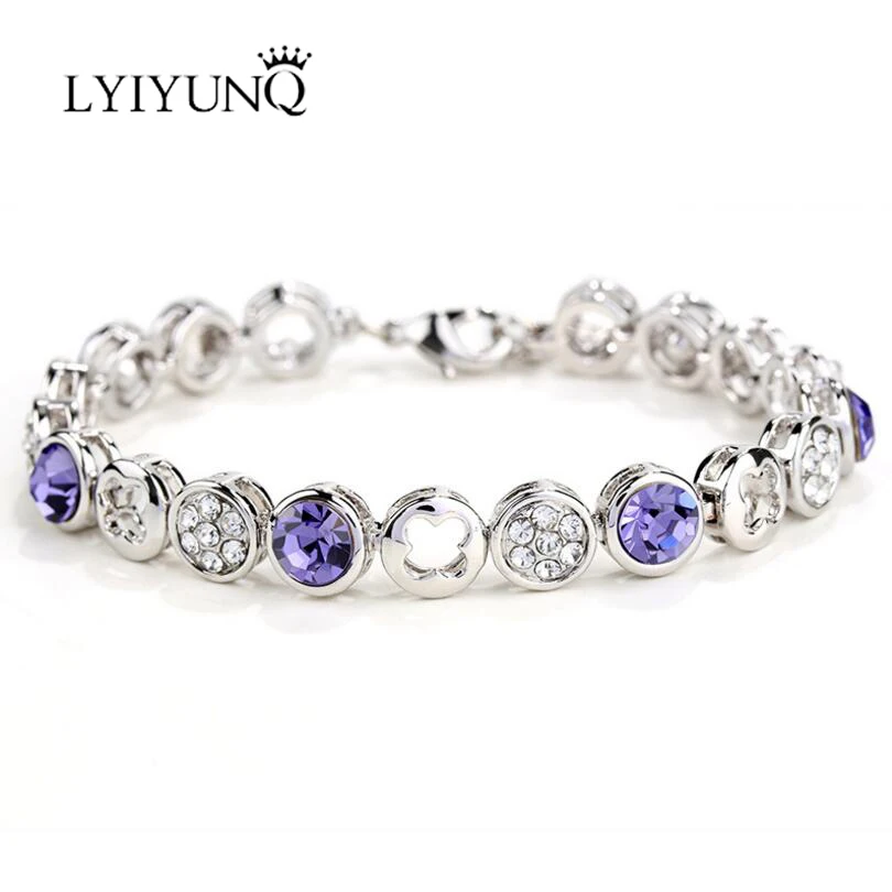 Браслеты LYIYUNQ женские классические круглые браслеты с цветами модные белые