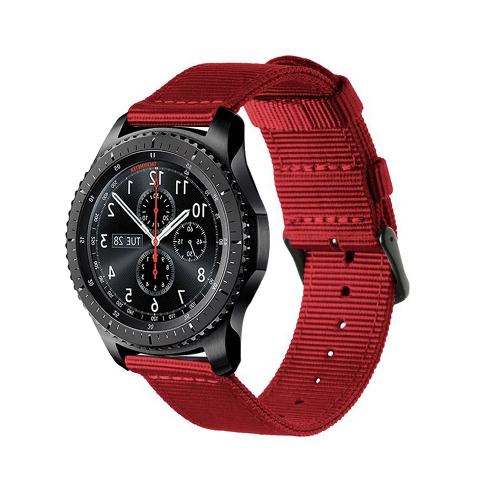 Водонепроницаемый цветной нейлоновый ремешок для samsung gear S3 Band Frontier ремешок для gear S3 классический ремешок 22 мм смарт-часы браслет - Цвет ремешка: Red Black
