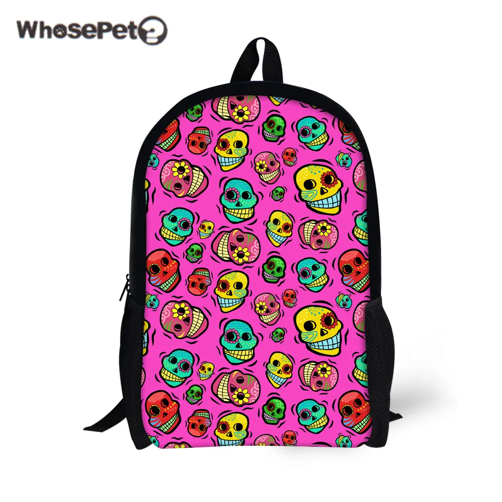 WHOSEPET черепа розовые рюкзаки для девочек сумка на плечо женская школьная милые