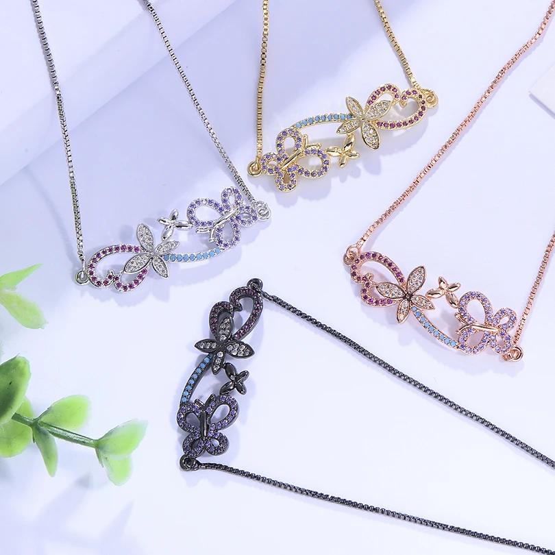 Женский браслет с подвеской бабочкой Pipitree роскошный из меди микро австрийским