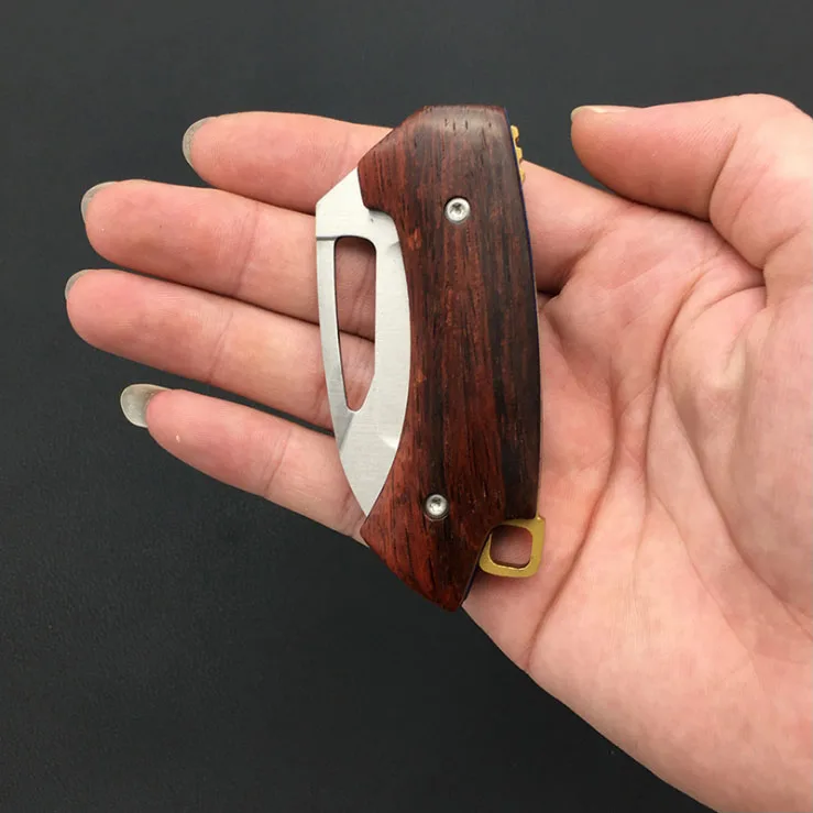 

Vellance D2 Blade Mini Pocket Folding Knife High Hardness Sandalwood+Steel Handle Outdoor Portable Knives Utility Knife Tools