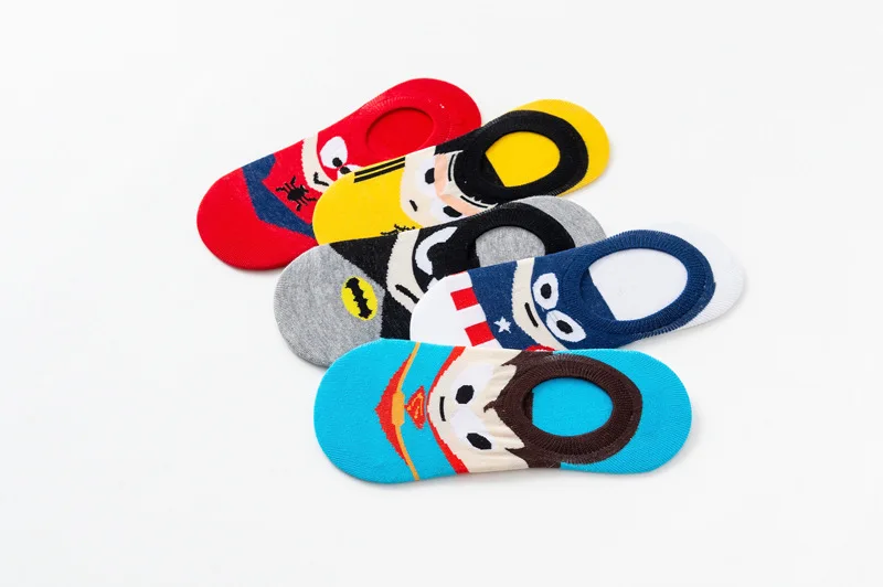 Мужские носки Harajuku новинка мультфильм носки ниндзя Бэтмен Супермен Спайдермен Капитан Америка Мстители Короткие хлопковые носки низкие носки
