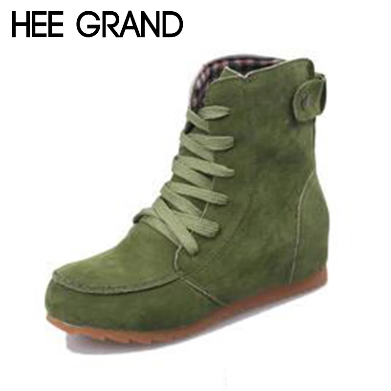 HEE GRAND/женские замшевые ботинки зимние из флока до щиколотки 2018|Женские