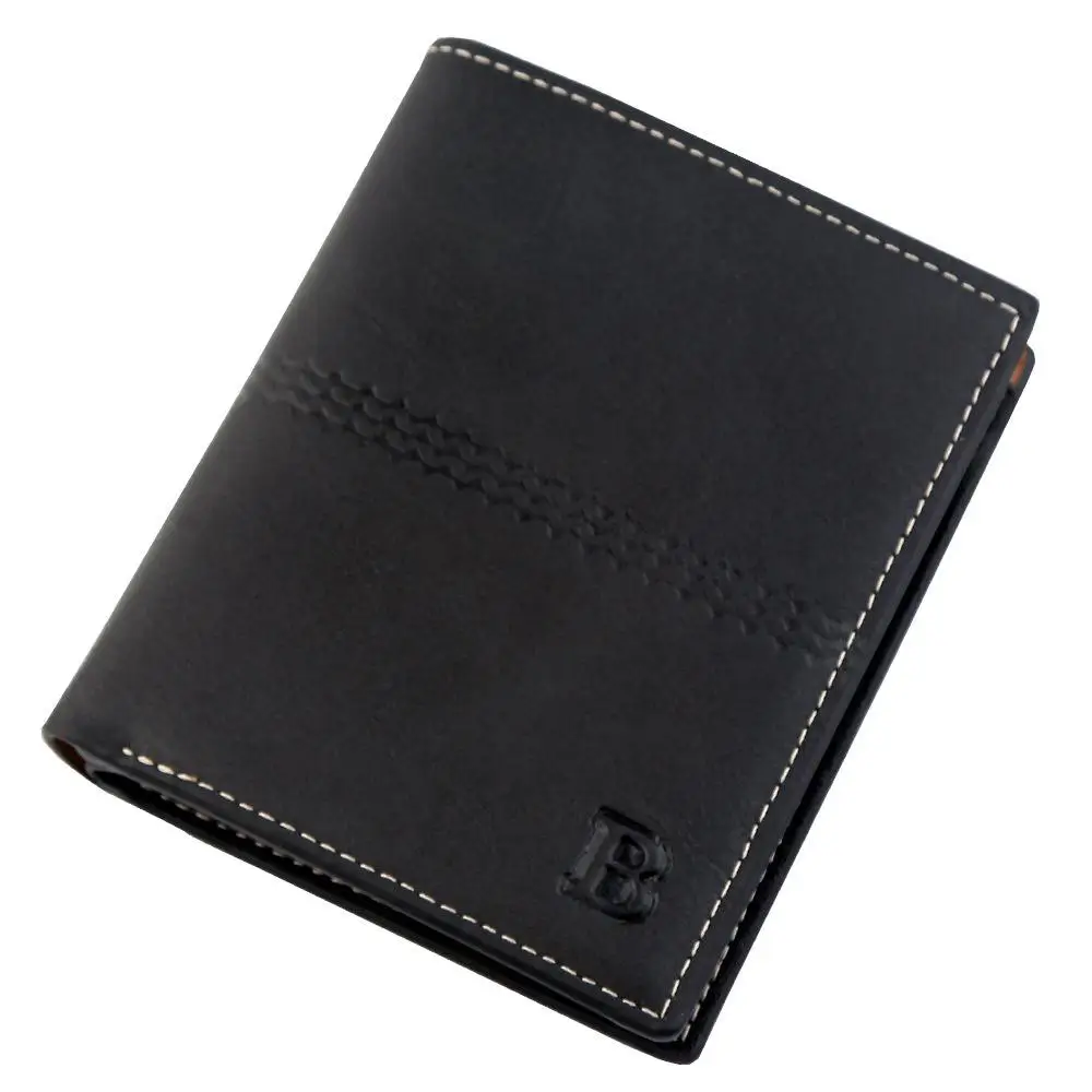 men's wallet Vintage brown Dollar Short Slim carteira masculina erkek cuzdan billetera hombre No Zipper wallet men B purse - Color: Black 1