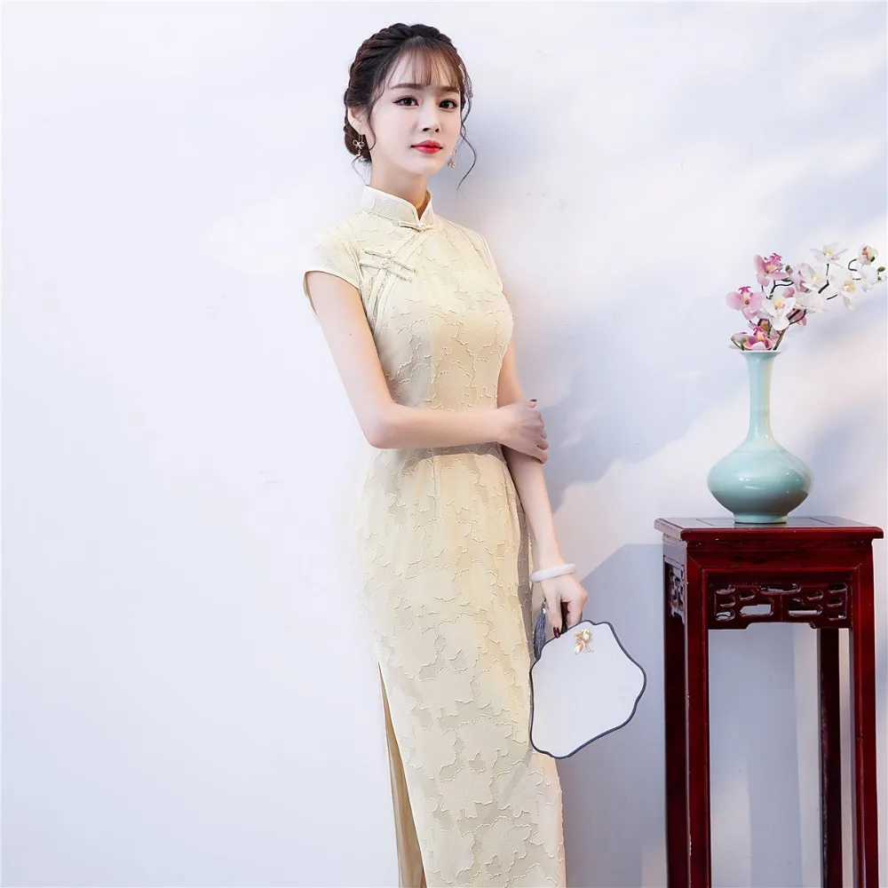 Shanghai Story, высокое качество, короткий рукав, длинное, cheongsam Qipao, высокий разрез, китайское платье, вечерние платья, 3 цвета