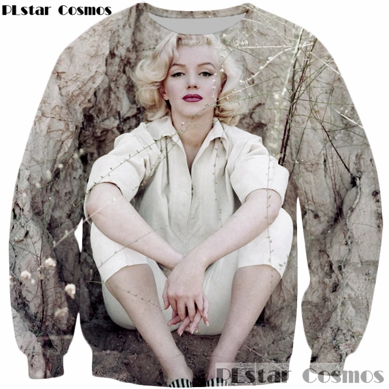 

PLstar Cosmos New design 2018 Fashion Men/Women 3D Sweatshirt Sexy goddess Marilyn Monroe print casual Hoodies O-Neck Pullover