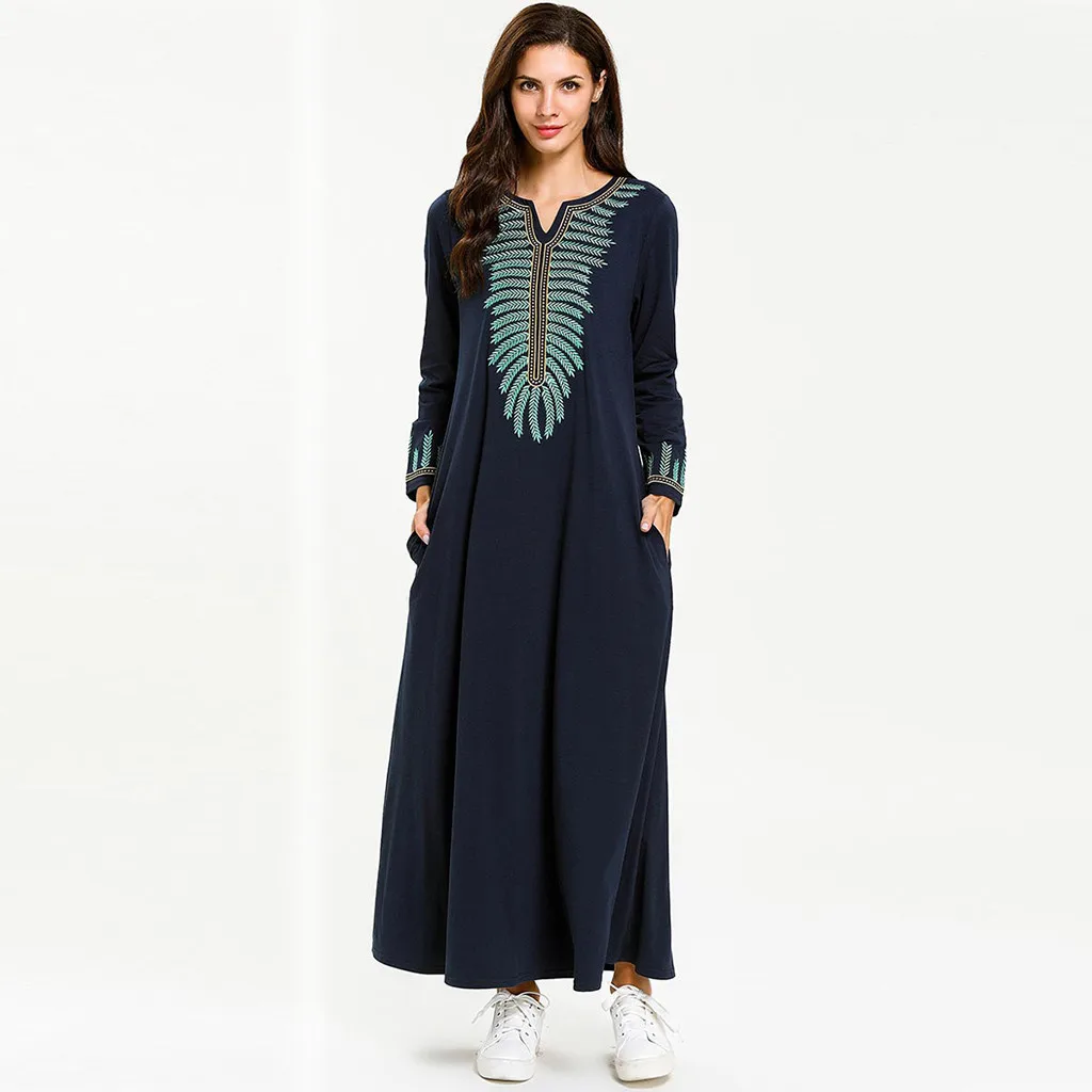 Женская мода vestido Abaya мусульманское женское платье с длинным рукавом исламский